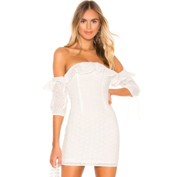 superdown Martina Ruffle Dress in White NWT Size XS